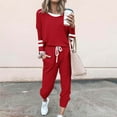 thumbnail image 1 of DailyTrove Women's Long Sleeve Drawstring Tracksuit - Solid Color, Casual Style, Fall & Outdoor Leisure Wear,Red, 1 of 5