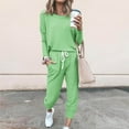 thumbnail image 1 of DailyTrove Women's Long Sleeve Drop Shoulder Tracksuit - Solid Color, Casual Style, Spring & Outdoor Leisure Wear,Mint Green, 1 of 5