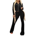 thumbnail image 1 of DailyTrove Women's Long Sleeve Flare Leg Jumpsuit - Solid Color, Slim Fit, Spring & Street Wear,Black, 1 of 6