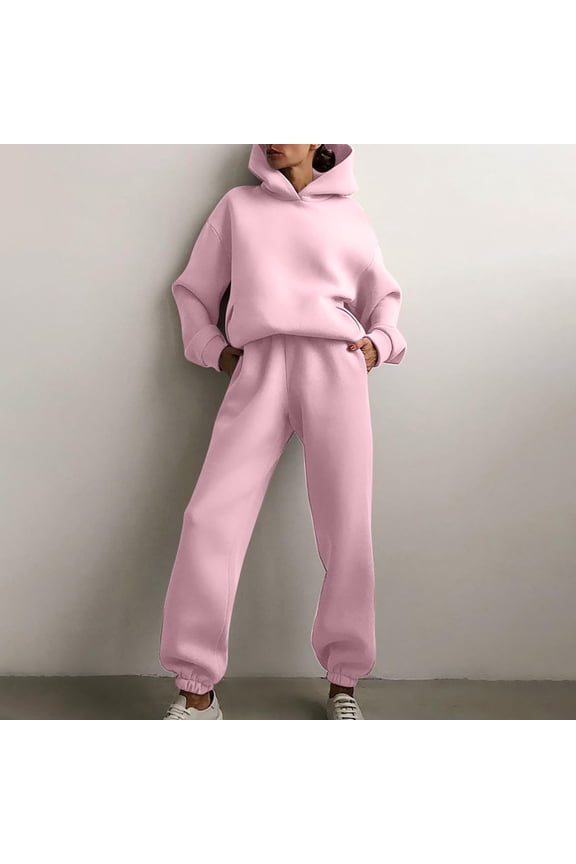 Women's Long Sleeve Knit Top & Pant Set - Solid Color, Textured Fabric, Fall & Casual Street Wear,Pink