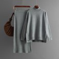 thumbnail image 1 of DailyTrove Women's Long Sleeve Mock Neck Sweater & Pant Set - Solid Color, Slim Fit, Fall & Casual Daily Wear,Gray, 1 of 6