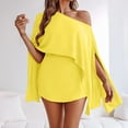 thumbnail image 1 of DailyTrove Women's Long Sleeve Off-Shoulder Romper - Solid Color, Loose Fit, Summer & Casual Street Wear,Yellow, 1 of 6