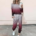 thumbnail image 1 of DailyTrove Women's Long Sleeve Ombre Tracksuit - Gradient Design, Casual Style, Fall & Street Wear,Wine, 1 of 5