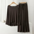 thumbnail image 1 of DailyTrove Women's Long Sleeve Pleated Midi Loungewear Skirt - Solid Color, Soft Fabric, Casual Daily & Home Wear,Coffee, 1 of 3