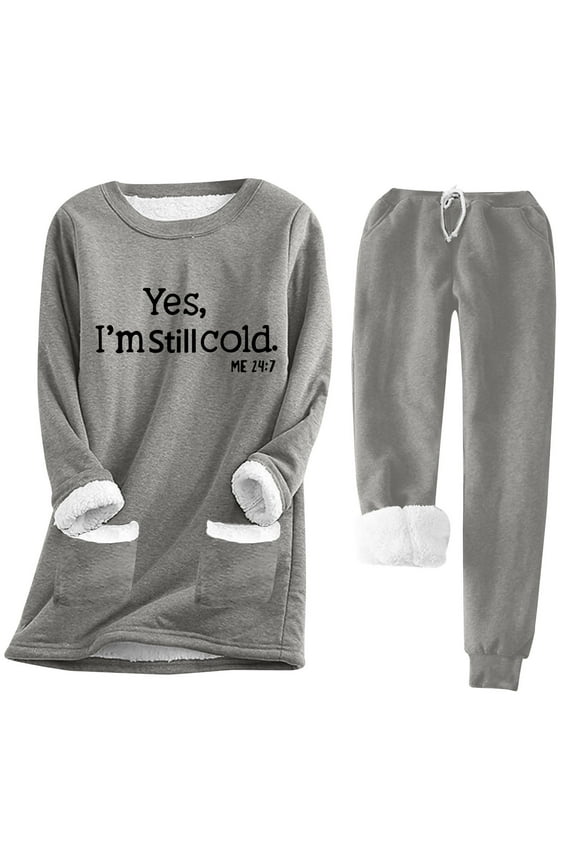 Women's Long Sleeve Printed Loungewear Set - Patterned, Soft Material, Casual Daily & Home Wear,Gray
