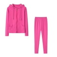 thumbnail image 1 of DailyTrove Women's Long Sleeve Zip-Up Jacket & Pant Set - Solid Color, Casual Style, Fall & Outdoor Leisure Wear,Hot Pink, 1 of 5