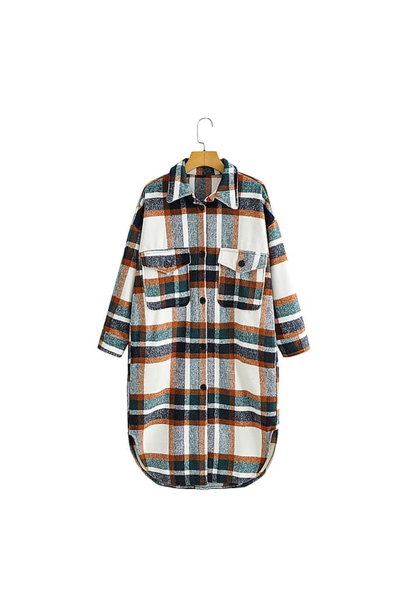 Women's Longline Plaid Shirt Dress, Versatile Outerwear for Spring/Summer Daily Wear & Creative Styling for women