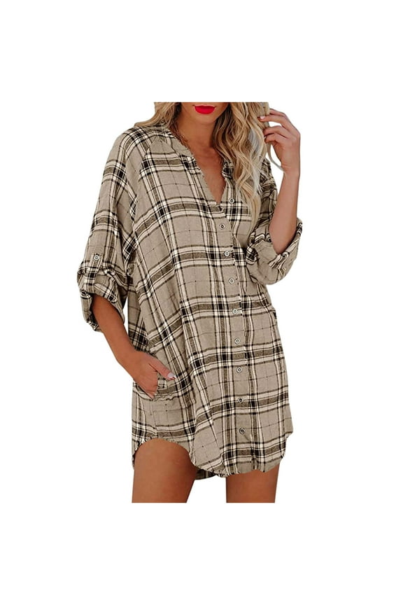 Women's Loose-Fit Plaid Shift Dress, Versatile Outerwear for Spring/Summer Daily Wear & Creative Styling for women