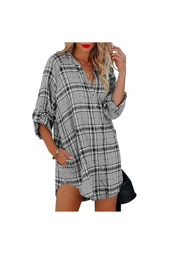 Women's Loose-Fit Plaid Shift Dress, Versatile Outerwear for Spring/Summer Daily Wear & Creative Styling for women