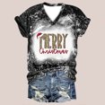 thumbnail image 1 of DailyTrove Women's "Merry" Graphic Bleached Short Sleeve T-Shirt - Casual Loose Tee, Whimsical for Christmas & Outings, 1 of 4