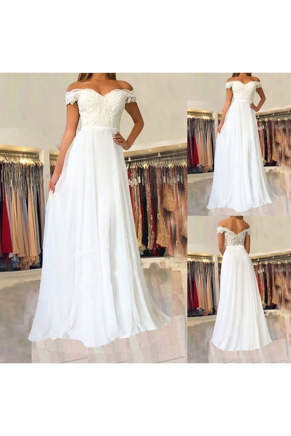 Women's Off-Shoulder A-Line Wedding Gown - Tulle Formal Bridal Dress, Flowy for Wedding Ceremonies for women