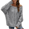 thumbnail image 1 of DailyTrove Women's Off - Shoulder Cable Knit Sweater, Long Sleeve, Casual Date & Festival Wear, Soft Wool Blend, Plus Size Friendly, 1 of 3