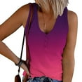 thumbnail image 1 of DailyTrove Women's Ombre Dip-Dye Sleeveless Tank - V-Neck Casual Top, Vibrant for Beach & Summer, 1 of 4