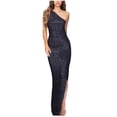 thumbnail image 1 of DailyTrove Women's One-Shoulder Sequin Gown-Sleeveless-Floor-Length-Sequin Embellished-Polyester Blend-for Gala/Nightclub- Look, 1 of 5