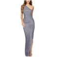 thumbnail image 1 of DailyTrove Women's One-Shoulder Sequin Gown-Sleeveless-Floor-Length-Sequin Embellished-Polyester -for Gala/Nightclub- Look, 1 of 5