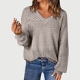 thumbnail image 1 of DailyTrove Women's Open-Knit V-Neck Top, Long Sleeve, Casual Night Out & Party Wear, Lightweight Wool , Slim , Plus Size Friendly, 1 of 6