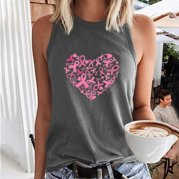 DailyTrove Women's Pink Heart Floral Tank Top - Polyester Casual Summer & Date Night Wear, Romantic for Gatherings