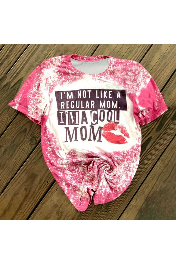 Women's Pink Tie-Dye Slogan T-Shirt - Short Sleeve Casual Tee, Playful for Festival & Daily