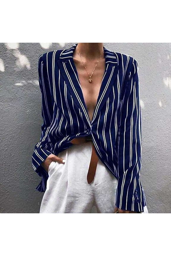 Women's Pinstripe Open Front Blazer - Polyester Formal & Office Wear, Polished for Work & Events