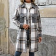 thumbnail image 1 of DailyTrove Women's Plaid Long Shacket - Hooded Casual Coat, Warm Fleece Lined for Cold Weather, 1 of 6