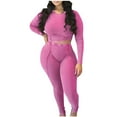 thumbnail image 1 of DailyTrove Women's Plus Size Long Sleeve Tracksuit - Solid Color, Slim Fit, Spring & Casual Street Wear,Pink, 1 of 5
