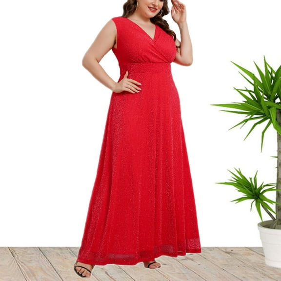 DailyTrove Women's Plus Size Maxi Dress-Short Sleeve-Fit & Flare-Rayon-for Formal Event/Wedding Guest-Plus Size Friendly