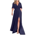thumbnail image 1 of DailyTrove Women's Plus Size Split Maxi Dress-Short Sleeve-High-Slit-Polyester Blend-for Beach Vacation/Party-Flowy Plus Size, 1 of 6