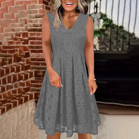 DailyTrove Women's Plus Size Swing Dress-Sleeveless-Fit & Flare-Polyester-for Casual Gathering/Everyday-Plus Size Friendly