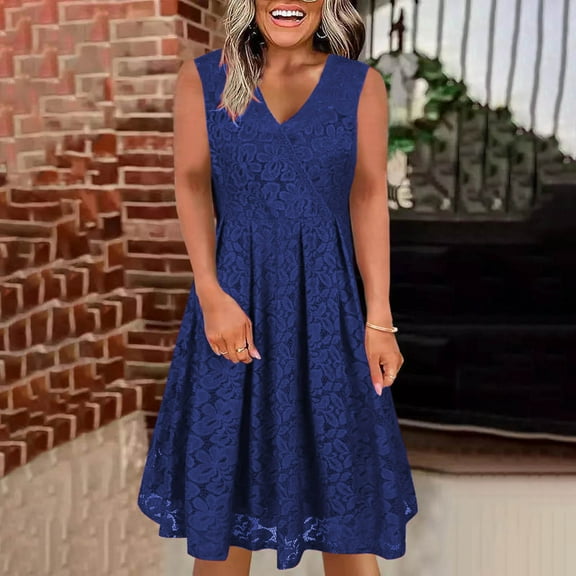 DailyTrove Women's Plus Size Swing Dress-Sleeveless-Fit & Flare-Polyester-for Casual Gathering/Everyday-Plus Size Friendly