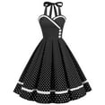 thumbnail image 1 of DailyTrove Women's Polka Dot Halter Dress-Sleeveless-Fit & Flare-Polyester-for 1950s Theme Event/Summer Party-Vintage Style, 1 of 5