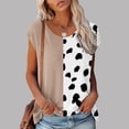 thumbnail image 1 of DailyTrove Women's Polka Dot Patchwork Sleeveless Tank - Casual Fitted Top, Edgy for Layering & Nights, 1 of 5