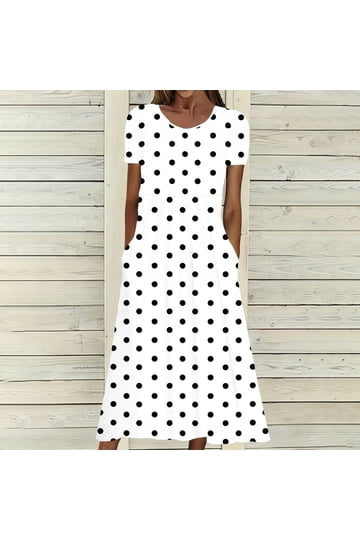 polka dot dress for women Women's Light seam pockets Laura Dress - Black &