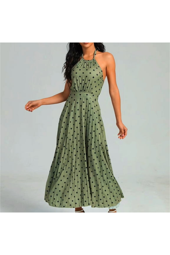 Women's Printed Maxi Dress-Halter Neck-Fit & Flare-Rayon-for Beach Vacation/Summer Gala-Bohemian Print