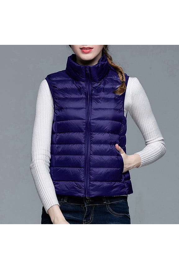 Women's Quilted Puffer Vest - Polyester Casual & Winter Wear, Cozy for Daily & Cold Days