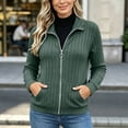 thumbnail image 1 of DailyTrove Women's Ribbed Knit Zip Up Jacket Long Sleeve Stand Collar Casual Outerwear with Pockets, 1 of 5