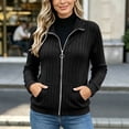 thumbnail image 1 of DailyTrove Women's Ribbed Knit Zip Up Jacket Long Sleeve Stand Collar Casual Outerwear with Pockets, 1 of 5