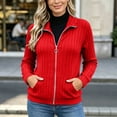 thumbnail image 1 of DailyTrove Women's Ribbed Knit Zip Up Jacket Long Sleeve Stand Collar Casual Outerwear with Pockets, 1 of 5