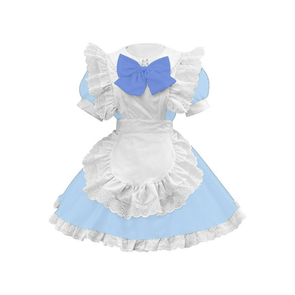 DailyTrove Women's Ruffle Trim Party Dress-Short Sleeve-Bow Detail-Polyester-for Birthday Party/Princess Outing-Cute Ruffle Design