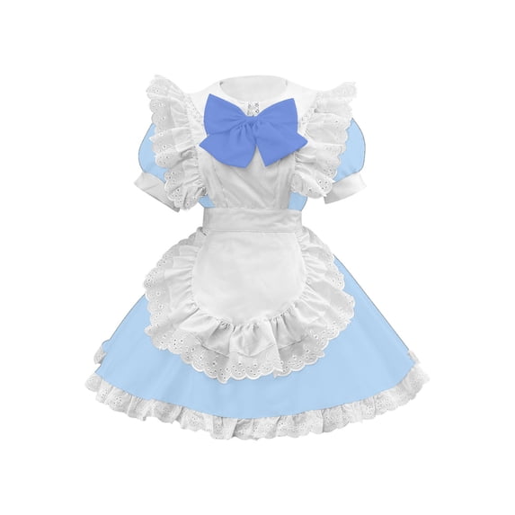 DailyTrove Women's Ruffle Trim Party Dress-Short Sleeve-Bow Detail-Polyester-for Birthday Party/Princess Outing-Cute Ruffle Design