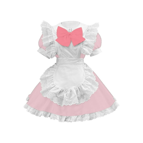 DailyTrove Women's Ruffle Trim Party Dress-Short Sleeve-Bow Detail-Polyester-for Birthday Party/Princess Outing-Cute Ruffle Design