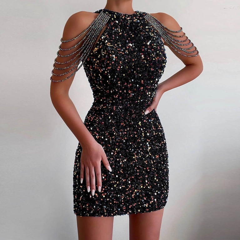 DailyTrove Women's Sequin Bodycon Dress-Sleeveless-Mini-Polyester-for Nightclub/Party-Sparkly Sequin - Walmart.com DailyTrove Women's Sequin Bodycon Dress-Sleeveless-Mini-Polyester-for Nightclub/Party-Sparkly Sequin - Walmart.com