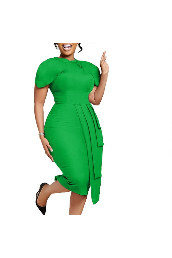 Women's Short Sleeve Bodycon Dress-Knee-Length-Stretch Fabric-for Date Night/Party-Slim Fit