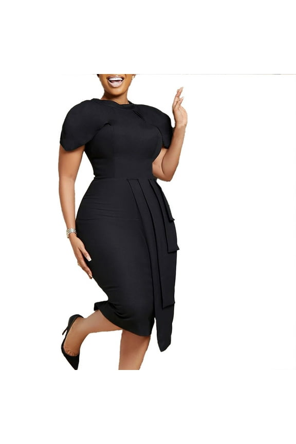 Women's Short Sleeve Bodycon Dress-Knee-Length-Stretch Fabric-for Date Night/Party-Slim Fit