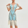 thumbnail image 1 of DailyTrove Women's Short Sleeve Embroidered Flapper Dress, Art Deco Print, Roaring 20s & Formal Event Wear, Elegant Fit, 1 of 6