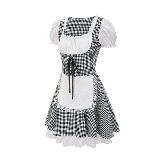 DailyTrove Women's Short Sleeve Maid Outfit Dress, Contrast Trim, Cosplay & Themed Event Wear, Cute Fit