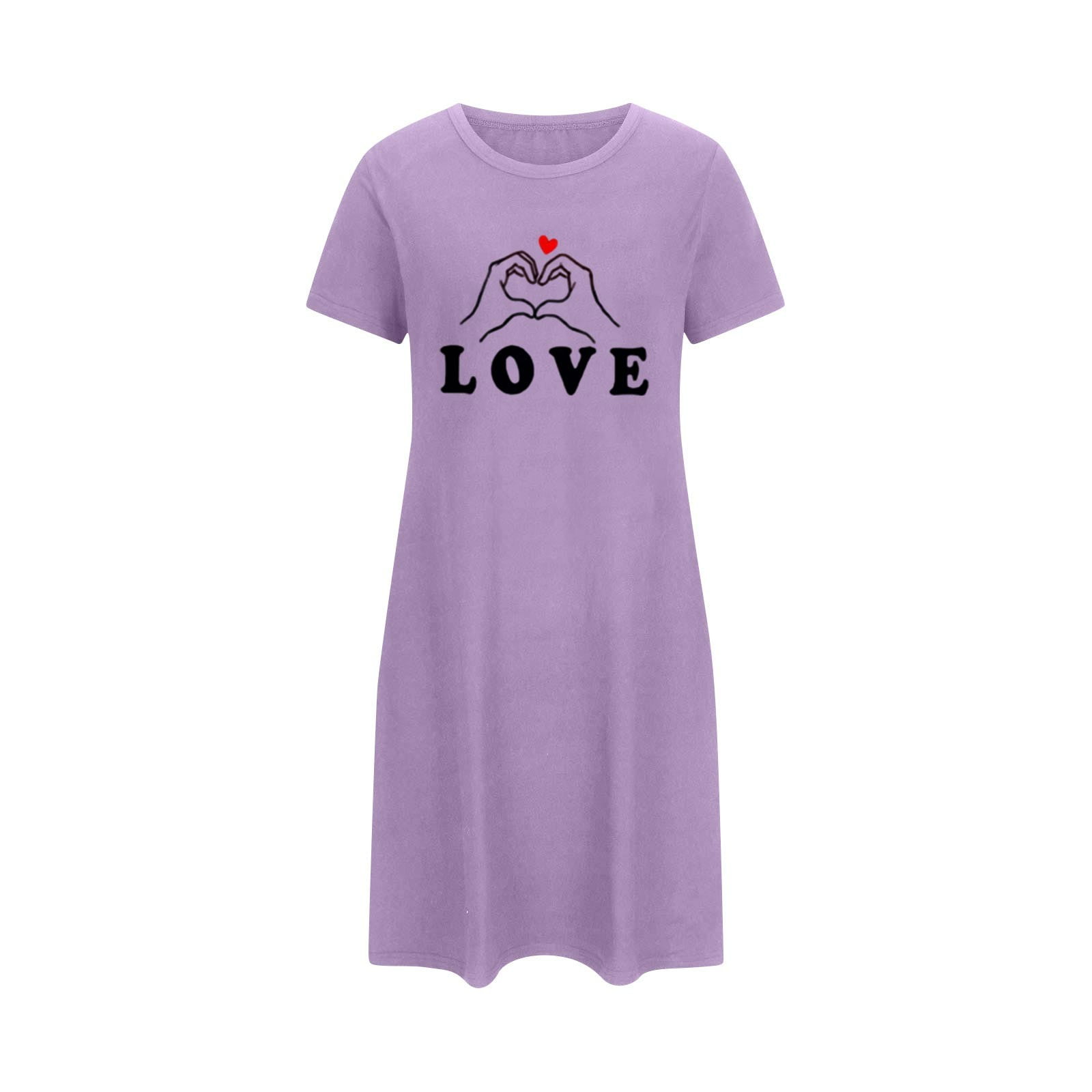 DailyTrove Women's Short Sleeve Nightgown - Script & Decor Print Casual ...