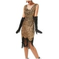 thumbnail image 1 of DailyTrove Women's Short Sleeve Sequin Flapper Dress, Fringe Detail, Roaring 20s & Party Wear, Fit, 1 of 5