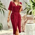 thumbnail image 1 of DailyTrove Women's Short Sleeve Wrap Dress-Midi-Rayon-for Casual Office/Date Night-Flattering Wrap, 1 of 6