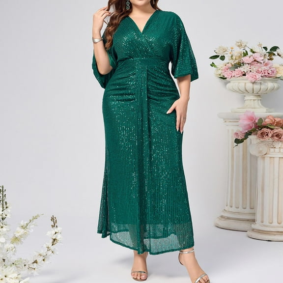 DailyTrove Women's Short Sleeve Wrap Maxi Dress - Polyester Casual Summer Wear, Comfortable for Garden Parties for women