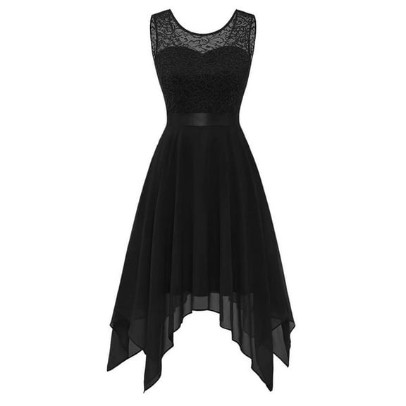 DailyTrove Women's Sleeveless Asymmetric Hem Dress, Solid Color, Summer Casual & Party Wear, Feminine Fit